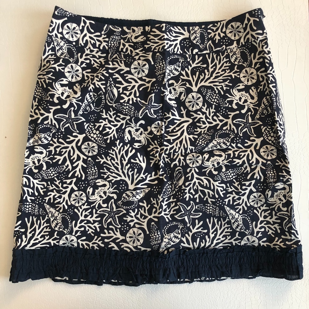 vineyard vines Coral/Sea Print Skirt-Navy + White